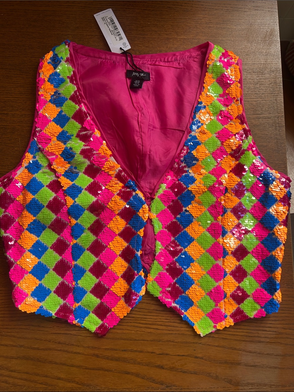 Nasty Gal - Sequin vest top. Barbiecore!!